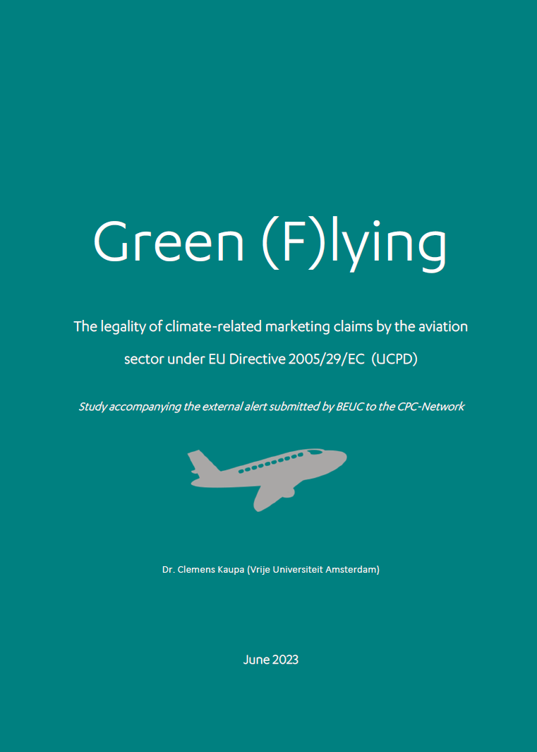 Green (F)lying - Study accompanying the external alert submitted by BEUC to the CPC Network