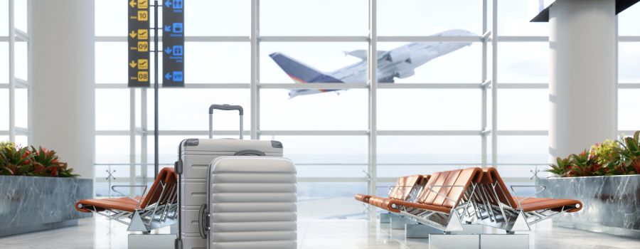 hand baggage in an airport
